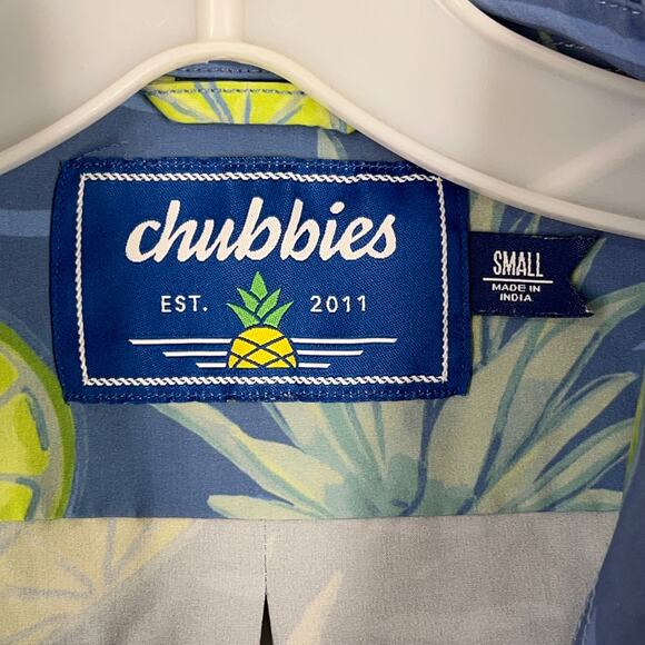 Chubbies Shirt Mens Small Blue Limes Stretch Performance Tech Golf Casual Club - Picture 3 of 7